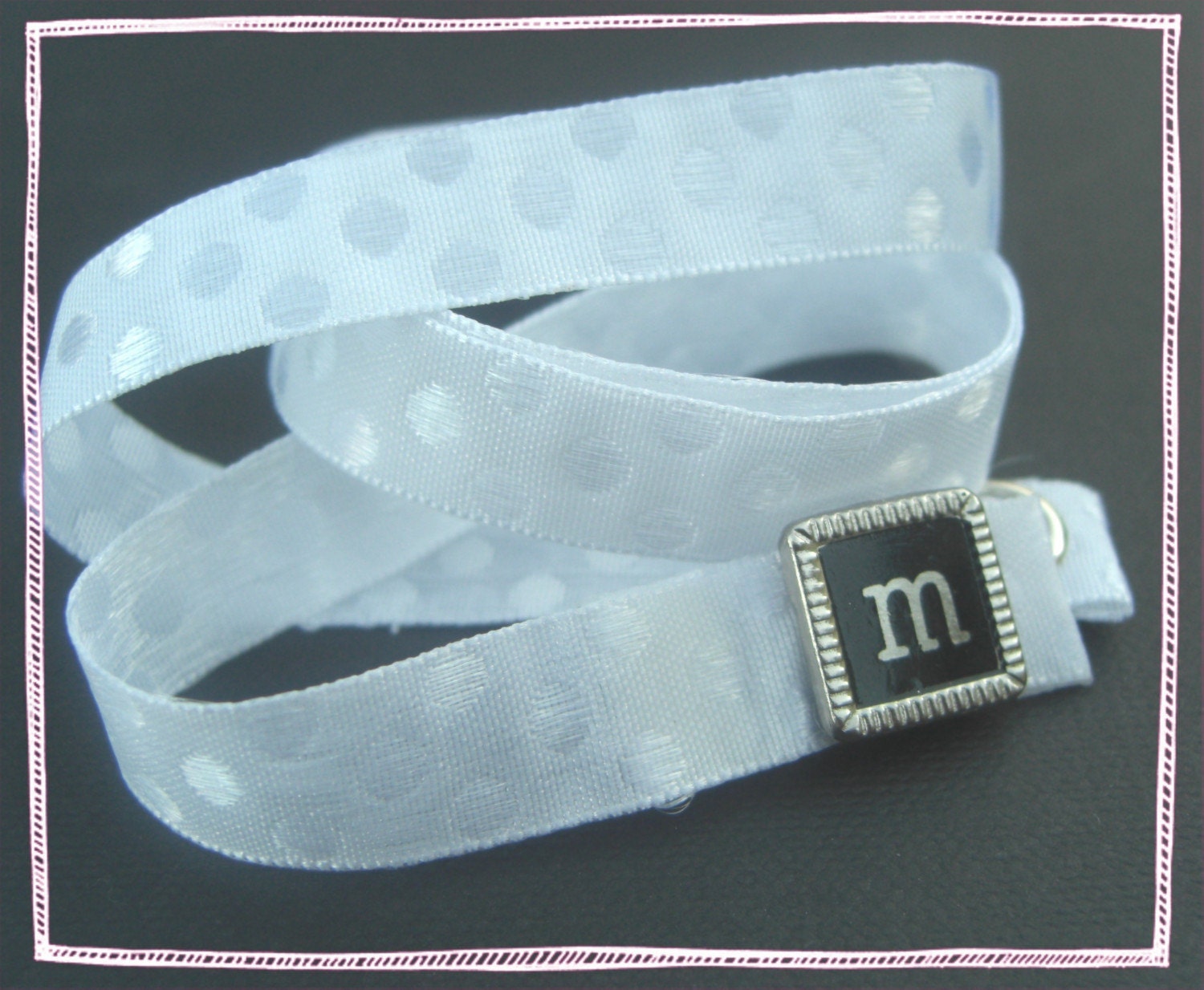 LETTER S... 22" BELT...My Name is White Polka Dots