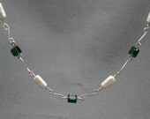 Green Quartz and Pearl Necklace/Earring set