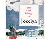 Snow Girl Vintage Personalized Bookplates