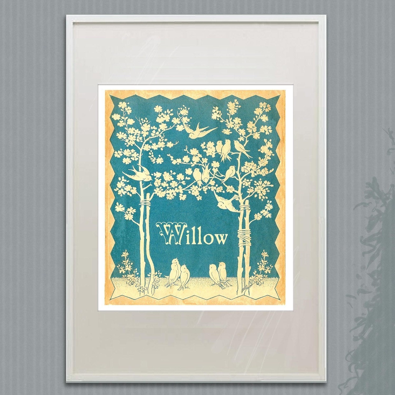Personalized PRINT - Vintage Blue Bird - Gorgeous Children's Room, Nursery Decor