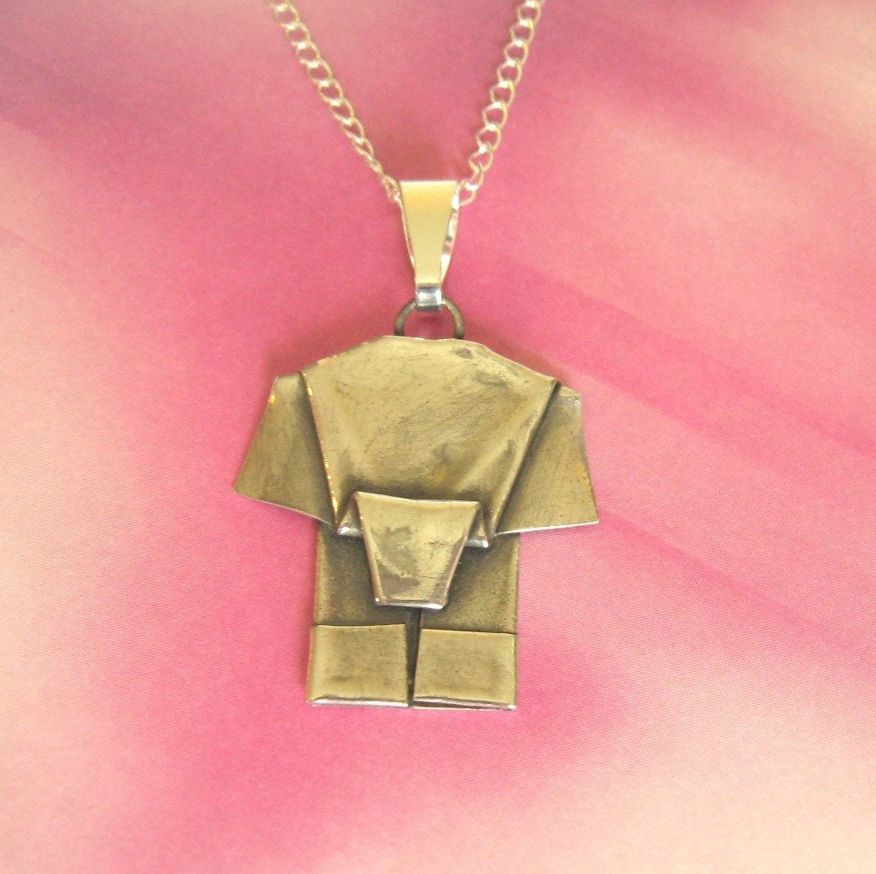 Silver Origami Elephant Pendant