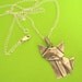 Silver Origami Cat Pendant - Large