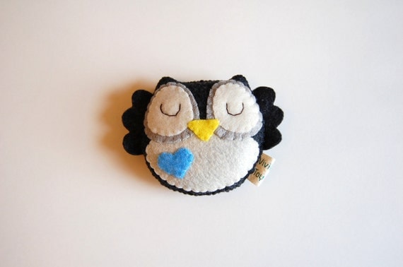 Winter Owl Plush Toy / Eco Friendly Stuffed Owl