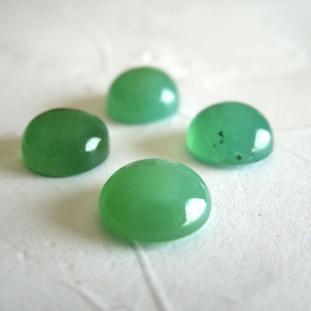 SALE Gemstone Cabochons Green Chalcedony Round 6mm LAST TWO
