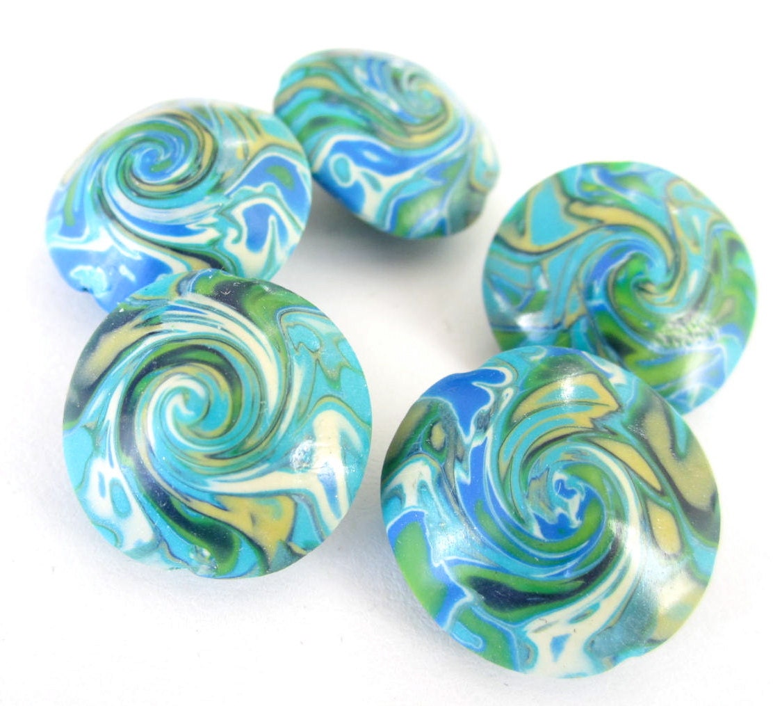 Rainforest Whirl Lentils Handmade Polymer Clay Beads Supplies