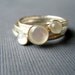 Stacking rings white moonstone mother of pearl sterling silver ring set of 3 custom made