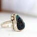 Peacock teal raw apatite handmade sterling silver ring size 11
