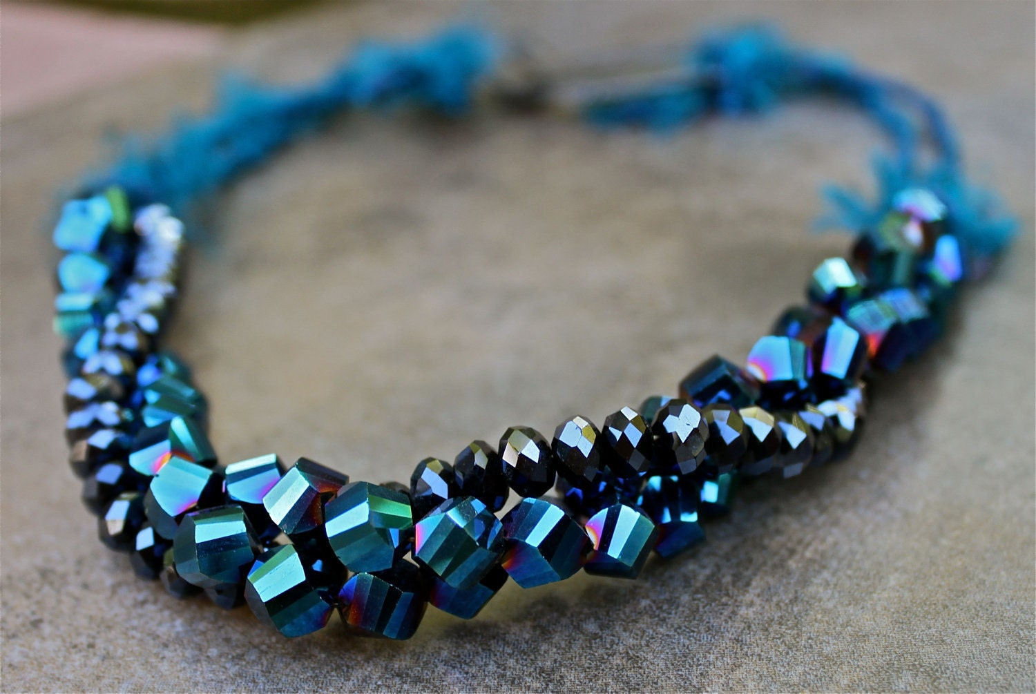 Royal Blue Crystal Statement Necklace