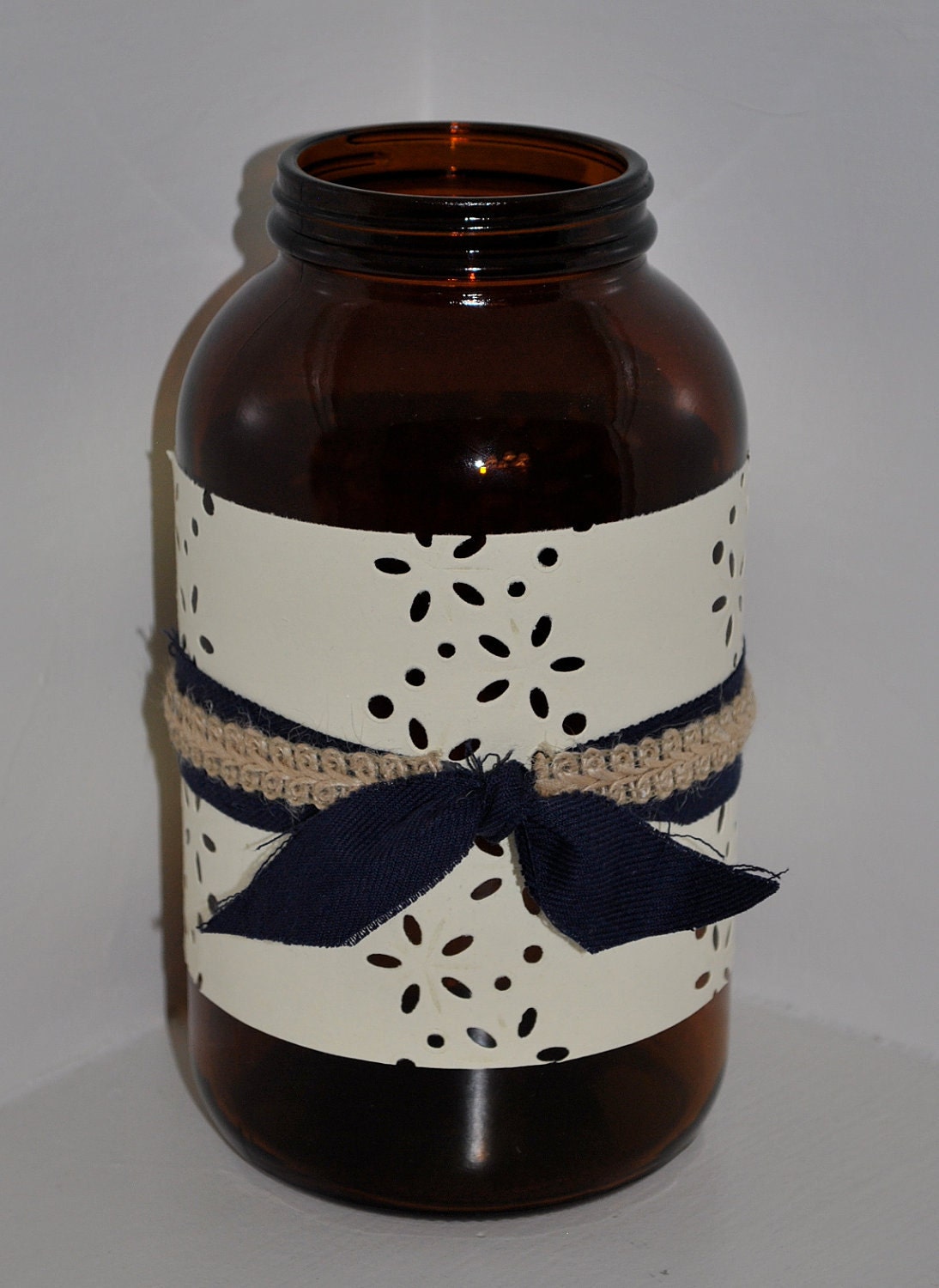 Brown Glass Decorative Jar. Storage, Vase, Candle Holder, Wish Jar, Wedding. By Freckle on etsy.