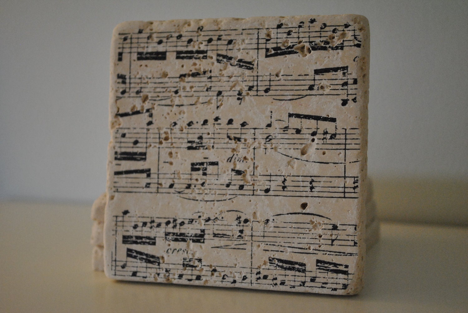 High Note Natural Stone Coasters. Set of 4. Teacher Gift, Music, Wedding Gift. By Freckle on etsy