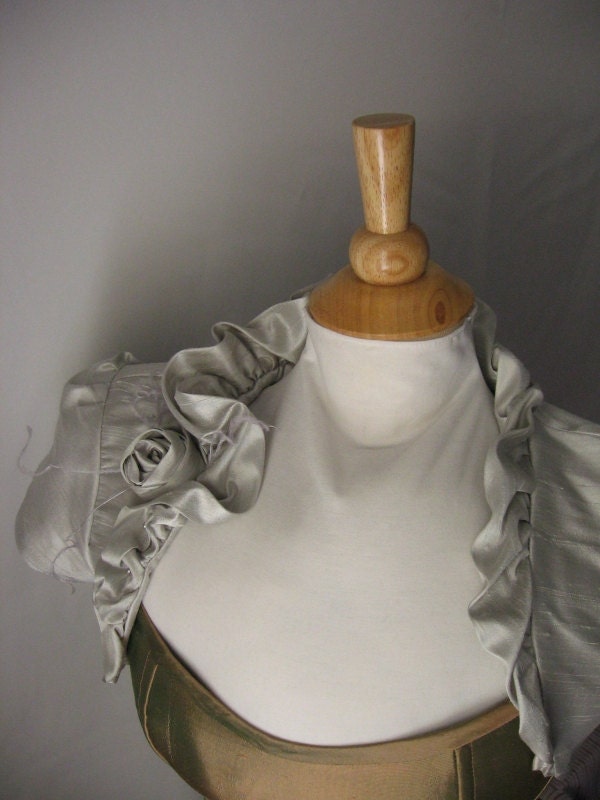 Alyne Silk Ruffle Bridal Shrug with Rose - Custom Made to Order Wedding Dress Accessory