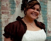 Calissa Ruffle Victorian Bridal Shrug Puff Sleeve - Custom Made to Order Wedding Dress Accessory