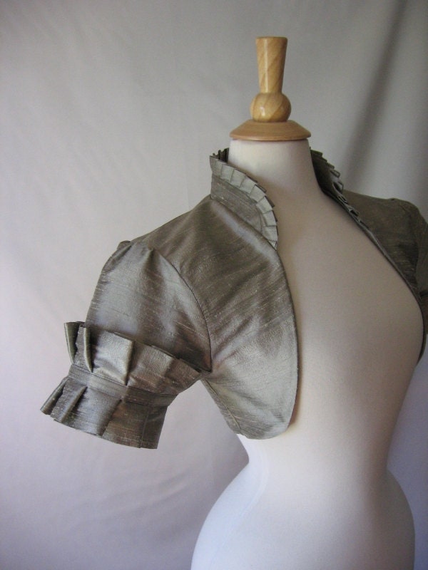 Eletta Silk Pleated Collar Bridal Shrug Bolero - Custom Made to Order Wedding Dress Accessory