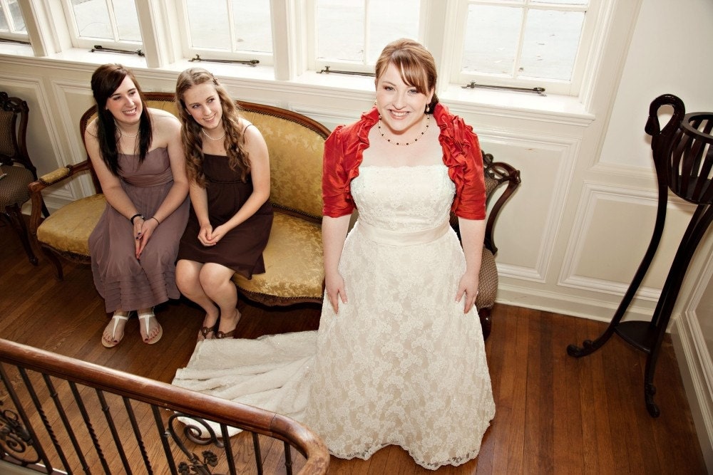 Camellia Silk Ruffle Floral Bridal Shrug - Custom Made to Order Wedding Dress Accessory