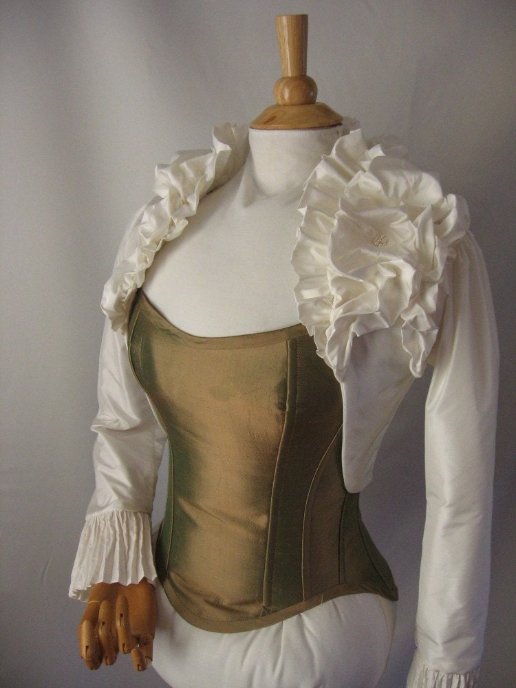 Dahlia Silk Ruffle Blossom Bridal Bolero Jacket - Custom Made to Order Wedding Dress Accessory