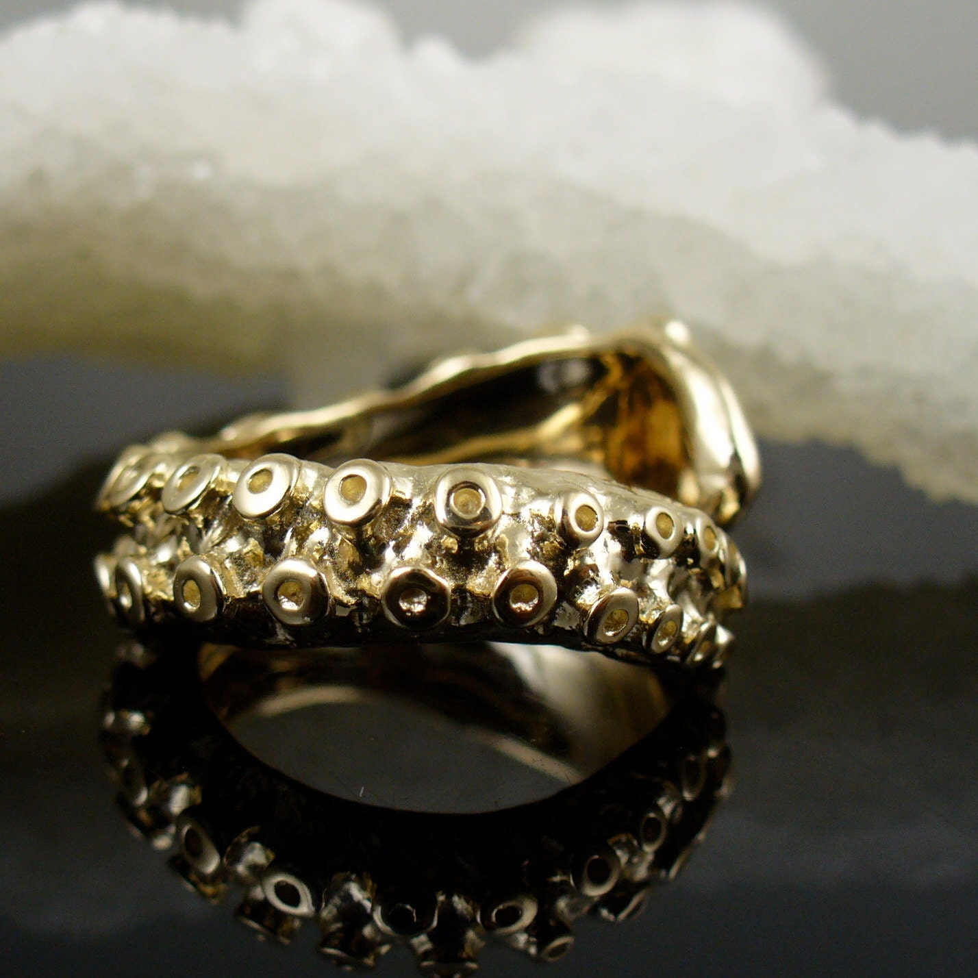 SALE 14K Yellow Gold Tentacle Ring