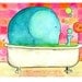 Big Elephant In a Little Bath - 8 x 10 Childrens Art Print