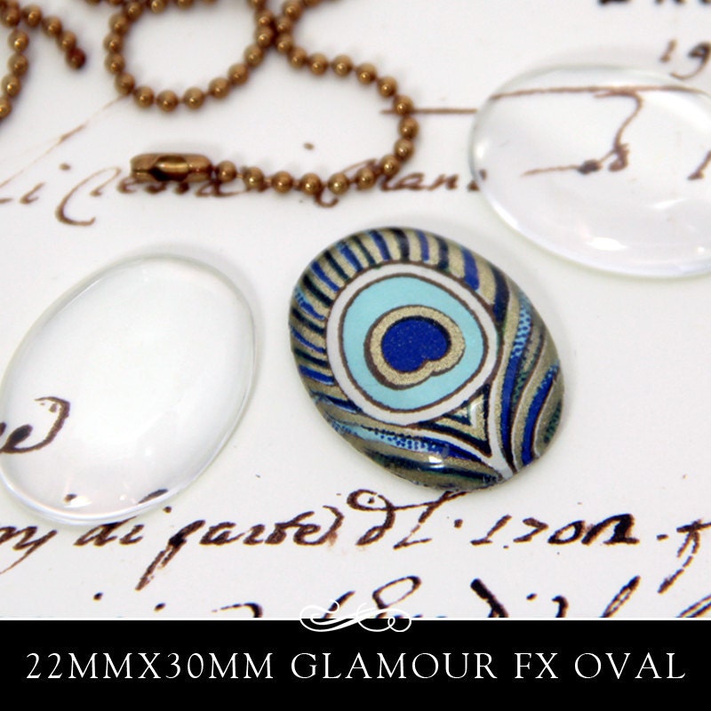 Clear Glass Cabochons for Pendants and Fridge Magnets. 22mm x 30mm. Glamour FX Glass is an Annie Howes Exclusive. 25 Pack.