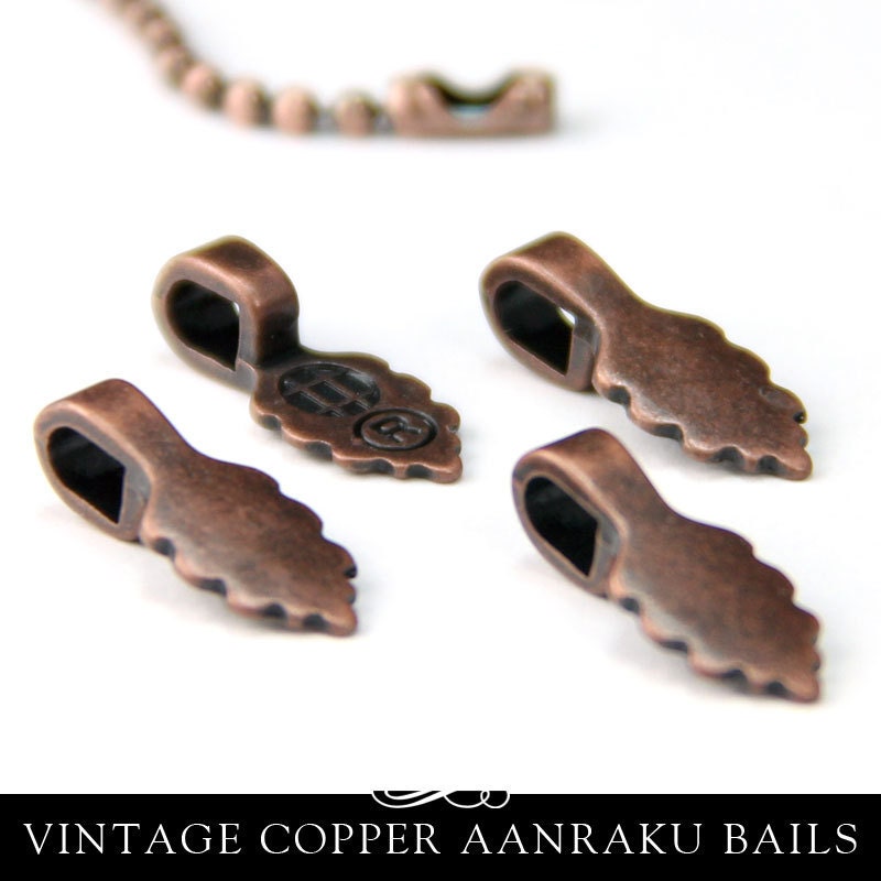 Aanraku Vintage Copper Bails Small Glue Pad Bails. 25 Pack.