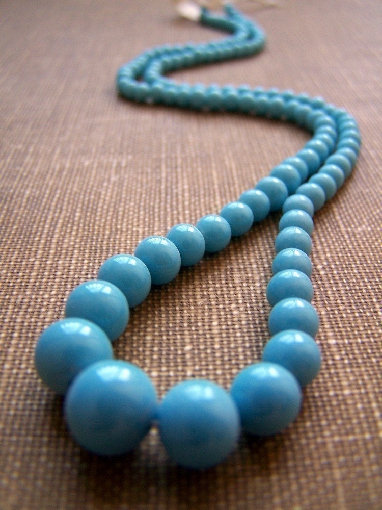 Vintage Graduated Glass Strand SKY BLUE one strand