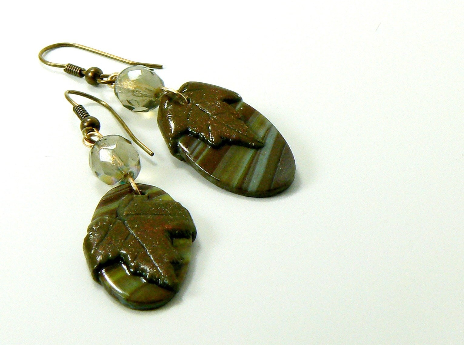 polymer abstract maple leaf earrings