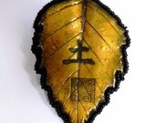 birch leaf beaded brooch