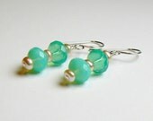 pearl and crystal sterling silver dangles