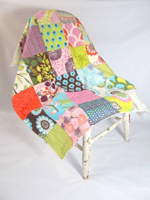 Modern Baby Girl Patchwork Blanket made with Sugar Pop fabric