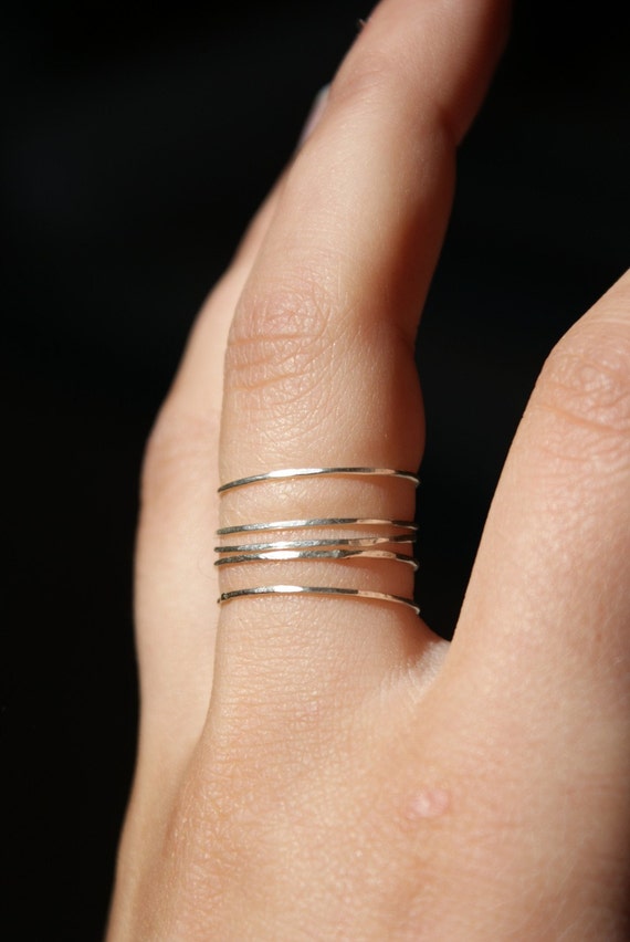 Sterling silver stacking rings set of 5 - ultra thin
