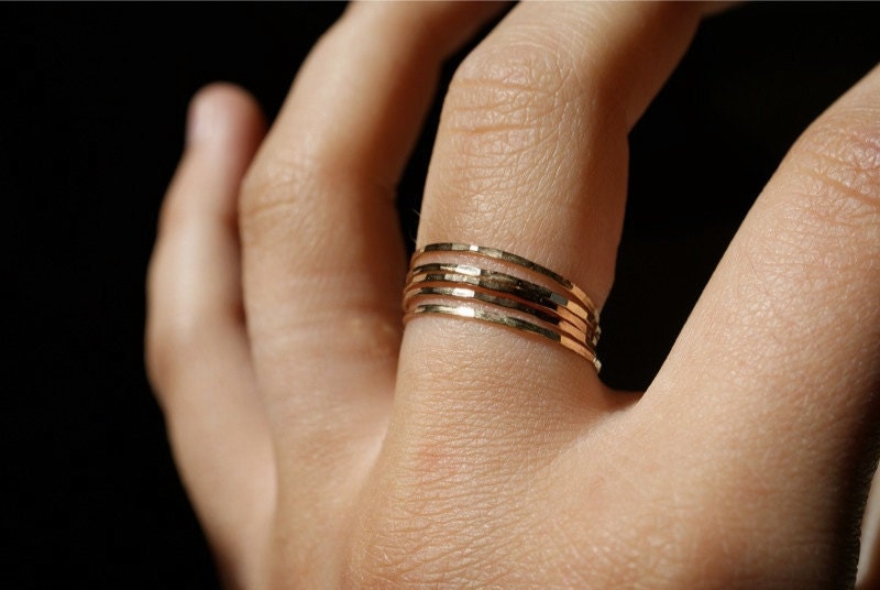 Ultra Thin Gold Filled stacking rings set of 5