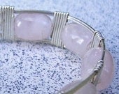 Rose Quartz and Sterling Silver Bangle