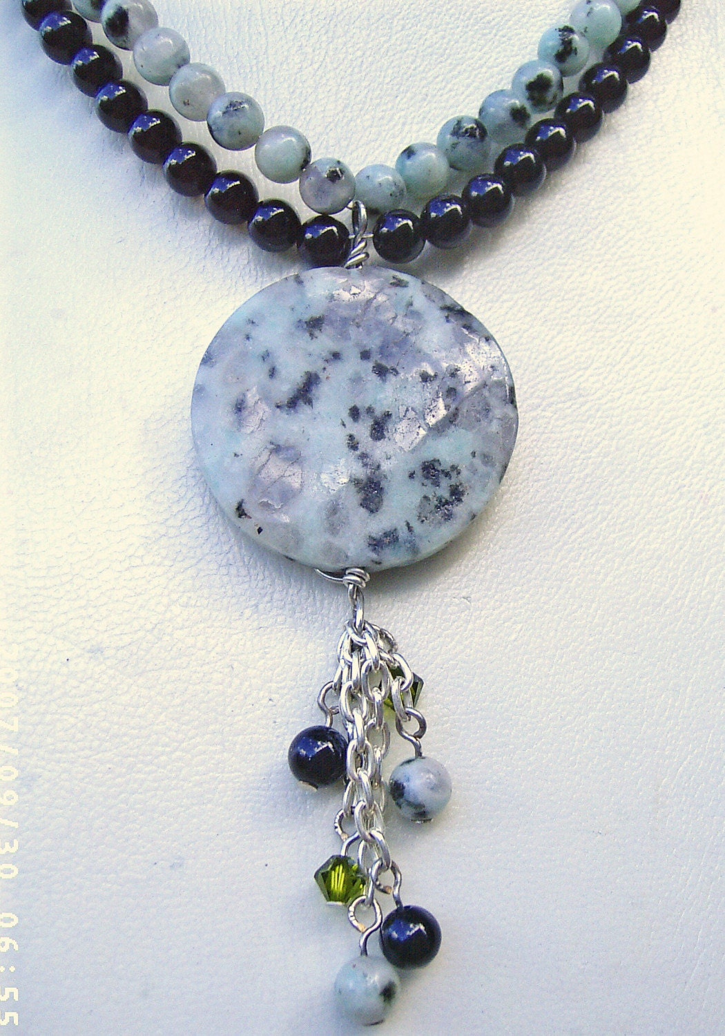 Kiwi Jasper and Onyx Necklace