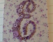 Baby Nursery Lavender Button Monogram on 8"x10" Canvas -- Unique Vintage Style Letter Art