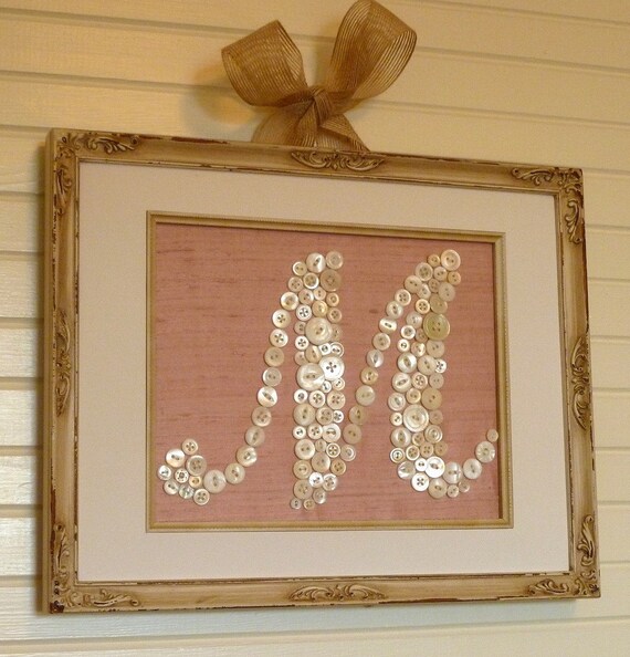 Custom Letter 'M' Button Monogram -- 8"x10" -- Reserved for 'brownben98'
