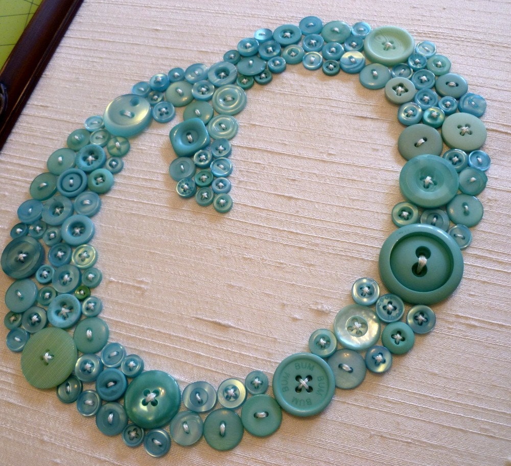 Baby Nursery Art Button Letter Monogram on Silk -- Custom Design Your Own 11"x14" Ready-To-Frame Letter (frame not included)