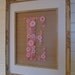 Personalized Vintage Style Nursery Letter Art -- Pink Buttons on Antique White Silk -- Ready To Frame in 8x10 Frame (frame not included)