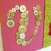 Nursery Button Letter Art Wall Hanging L-O-V-E -- 10"x14" -- Your Choice Fabrics to Match Baby's Nursery -- by Letter Perfect Designs