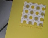 Personalized Custom Yellow Polka Dot Note Cards, Flocked, Curry, Collection of 8
