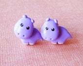 Purple Hippo Earrings Posts
