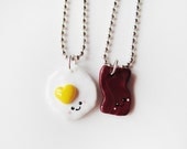 Bacon and Eggs Best Friend Necklace Set - Polymer Clay Friendship Jewelry