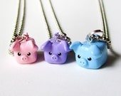 Pastel Colors Three Little Pigs Best Friend Necklace Set of 3