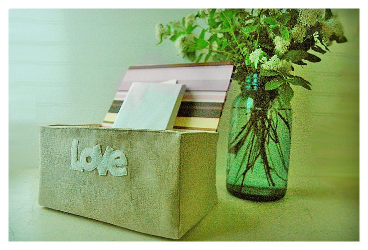 LOVE Letters box bin basket Storage Rectangle Card Box Money Weddings decor Party Natural Oatmeal Linen burlap Organizer tagt team Gift Wrap