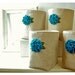 Blue Green flower Box Linen burlap bin basket SET 4 Storage etsy Wedding Party Gift Wrap Oatmeal Linen Organizer Deposit tagt team
