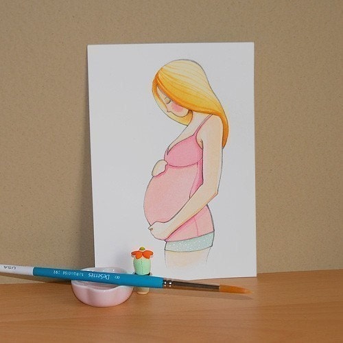Pregnancy gift, "Two hearts" motherhood art print