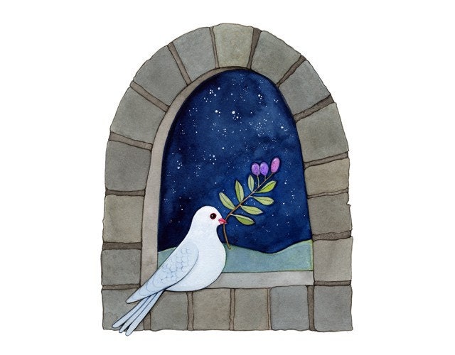 White dove in peaceful night