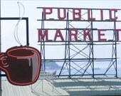 Pike Place Market, Fine Art Giclee Print, Coffee, Land Mark, Acid Free