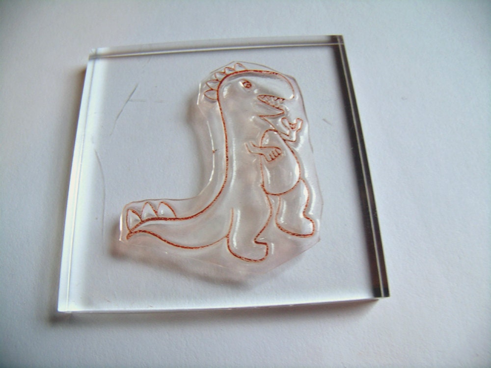 Handmade Clear Rubber Stamp - T-Rex Dinosaur Clear Stamp - my original artwork
