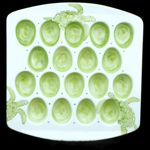 Egg Tray. Sea Turtle Egg Tray.Egg.Tray.Green.Serving.Turtle.Sea.Handmade by Sara Hunter Designs