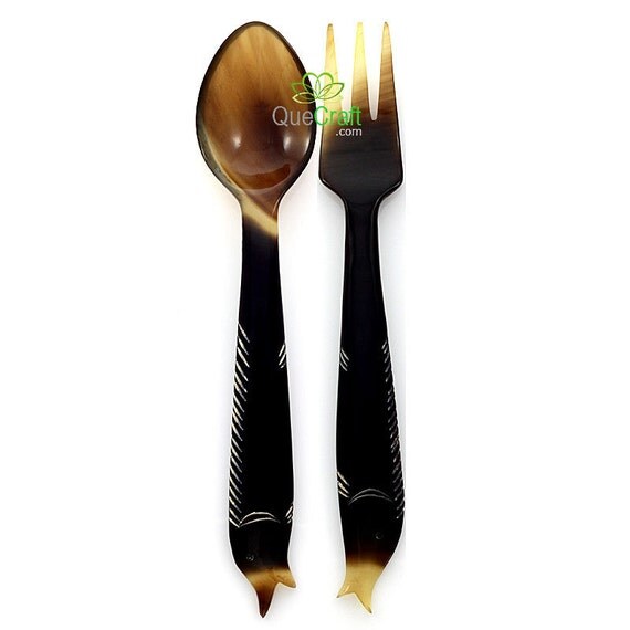 FISH Handmade Organic Horn Servers Set of 2 (SALE)