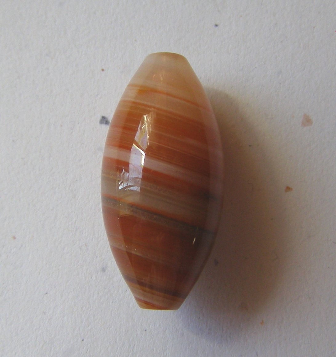 Banded Red Agate 31x15 Rice Pendant Bead